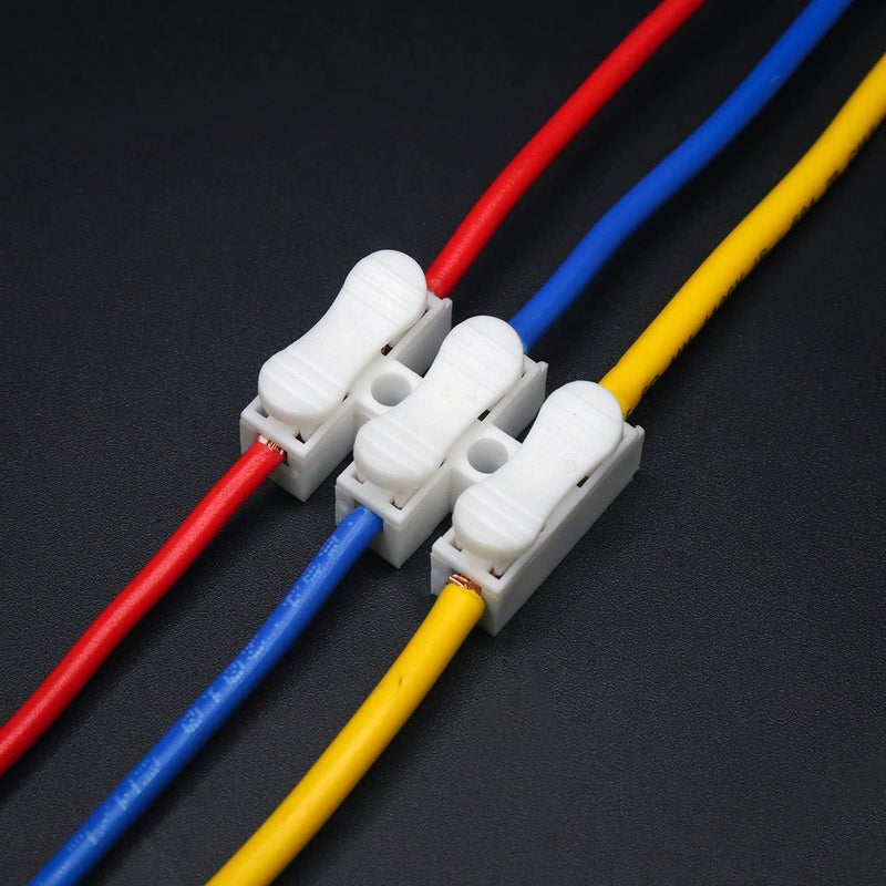 Electronicspices موصل سلك الربيع 3 طرق موصل كابل سريع التوصيل مشبك موصل طرفي لمصابيح LED وغيرها من اتصالات الأسلاك مشبك كابل كهربائي (عبوة من 20) - Image 2