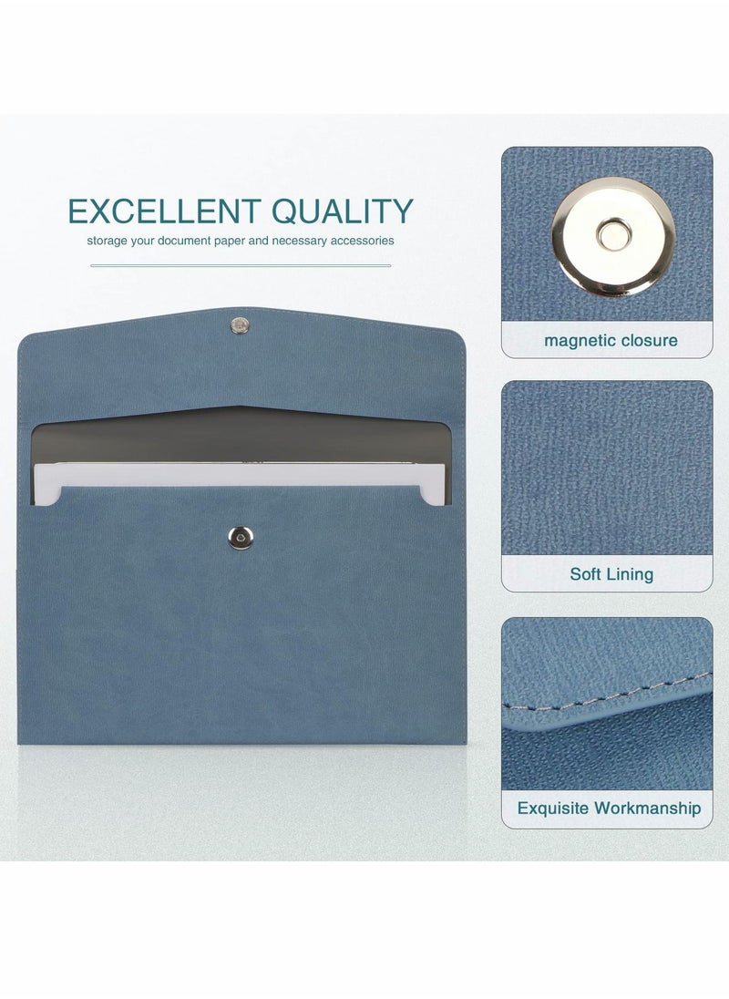 Generic - File Folder, PU Leather A4 Document Holder Organizer Filing Envelope Portfolio Case Tablet Sleeve with Magnetic Snap Closure for Home School Office Stationery (Blue) - Image 1
