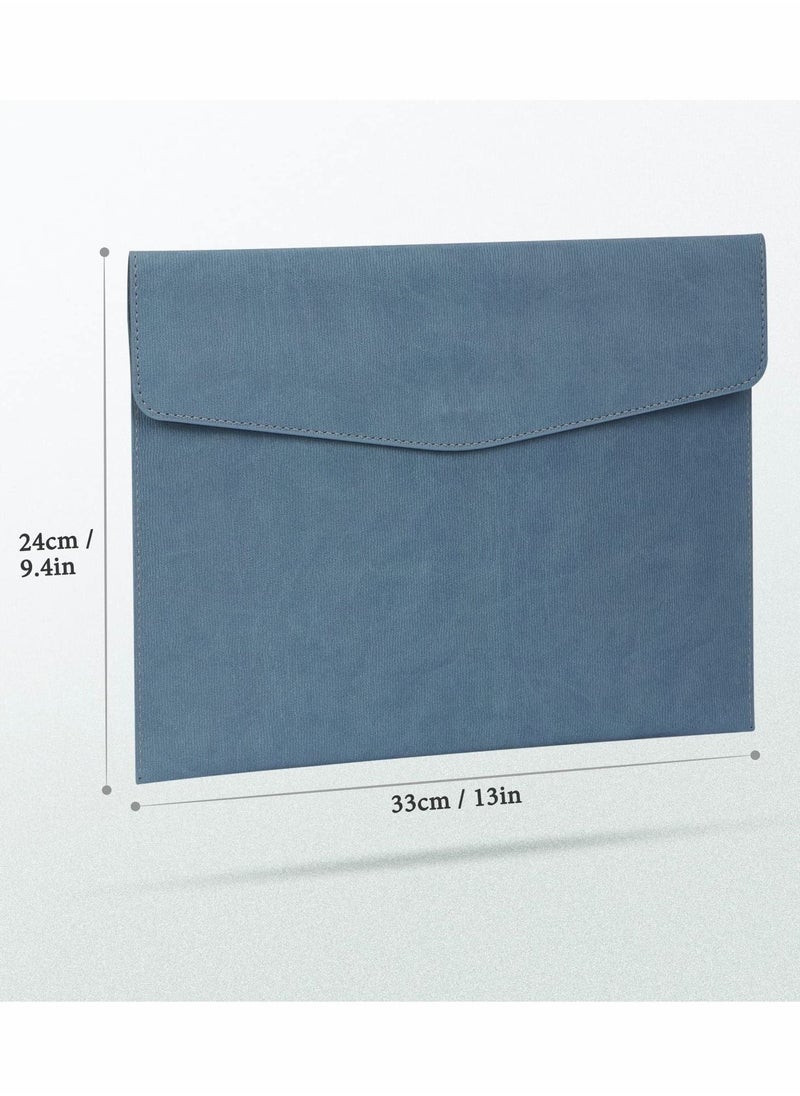 Generic - File Folder, PU Leather A4 Document Holder Organizer Filing Envelope Portfolio Case Tablet Sleeve with Magnetic Snap Closure for Home School Office Stationery (Blue) - Image 1