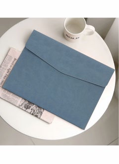 Generic File Folder, PU Leather A4 Document Holder Organizer Filing Envelope Portfolio Case Tablet Sleeve with Magnetic Snap Closure for Home School Office Stationery (Blue)  - Image 5