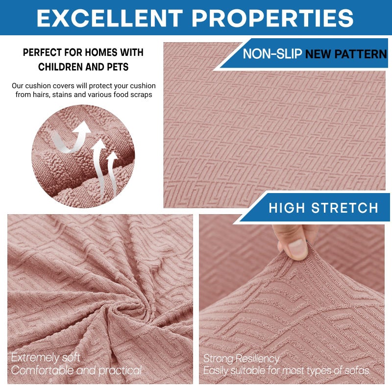 XINEAGE New 4 Pieces Couch Covers for 3 Cushion Couch Super Stretch Thick Soft Sofa Cover Anti Slip Sofa Slipcover Dogs Cats Furniture Protector (Dusty Pink, 71"-91") - Image 3