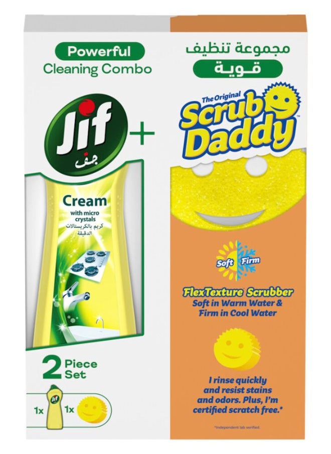 Jif Multipurpose Lemon Cream Cleaner With Free Scrub Daddy Scratch Scrubber 500ml  - Image 1