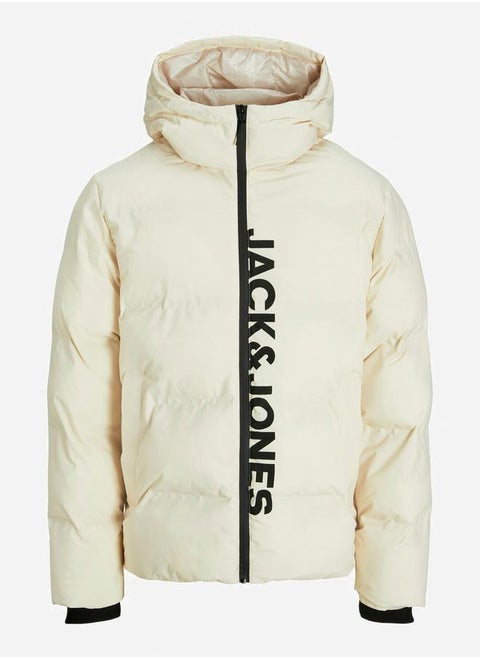 Printed Concealed Placket Puffer Jacket