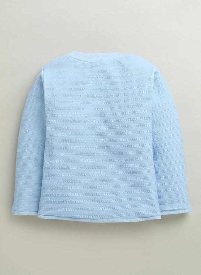 BUMZEE Boys Full Sleeves Romper Cream & Sky Blue - 9-12 Months (Peb10737E-crm) - Image 3