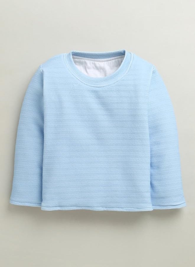 BUMZEE Boys Full Sleeves Romper Cream & Sky Blue - 9-12 Months (Peb10737E-crm) - Image 2