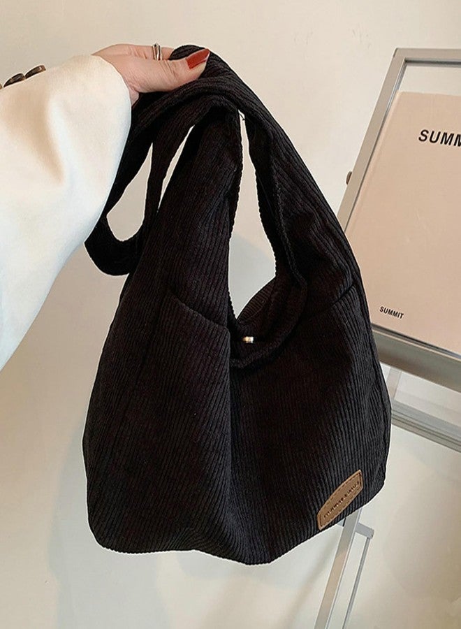 Tellrain Corduroy Tote Bag Unisex Retro Handbag Multi Pocket Shoulder Work College Satchel Compartment Messenger Purse - Image 3