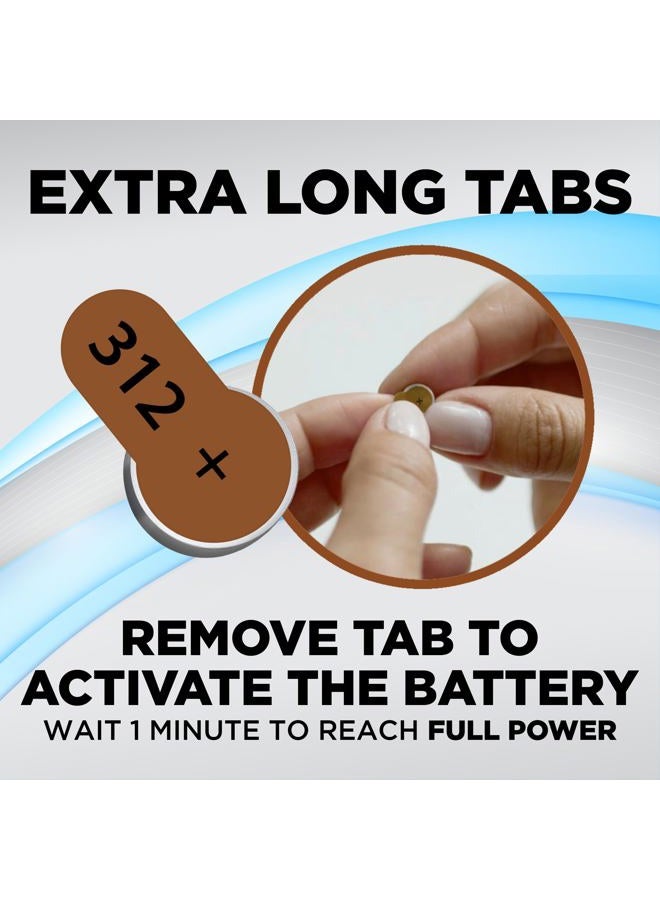 PowerMax Size 312 Hearing Aid Batteries, 60 Count Long-Lasting Battery Pack, Brown Long Tab for Easy Change - Image 4