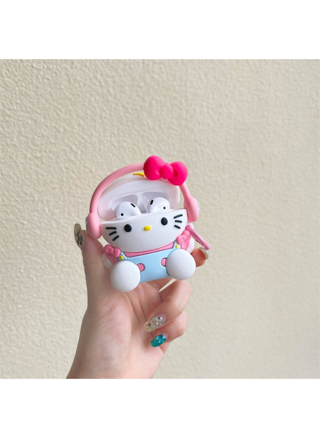 Generic - Cute Listening To Music KT Cat For Apple AirPods Pro Bluetooth Headphone Case 2/3 Generation Silicone Cartoon Protective Case Suitable-Color:Listen To Music KT Cat + Ring-Applicable Models:AirPods 3(2021) - Image 1