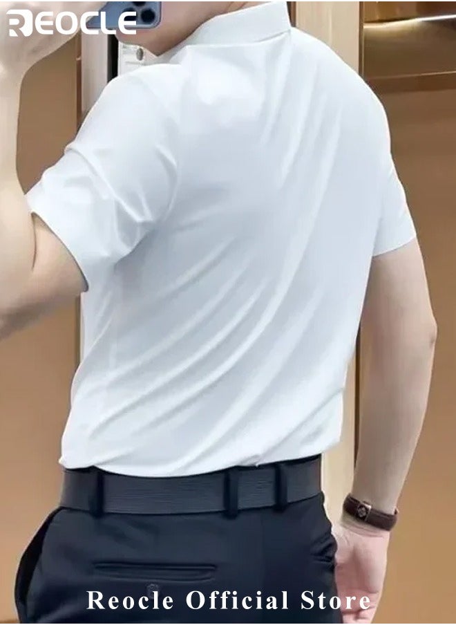 REOCLE - Men's Polo Shirts Quick Dry Short Sleeve Golf Shirt Casual Moisture Wicking Shirt Business Polo Shirt Athletic Performance Polo Shirt - Image 1