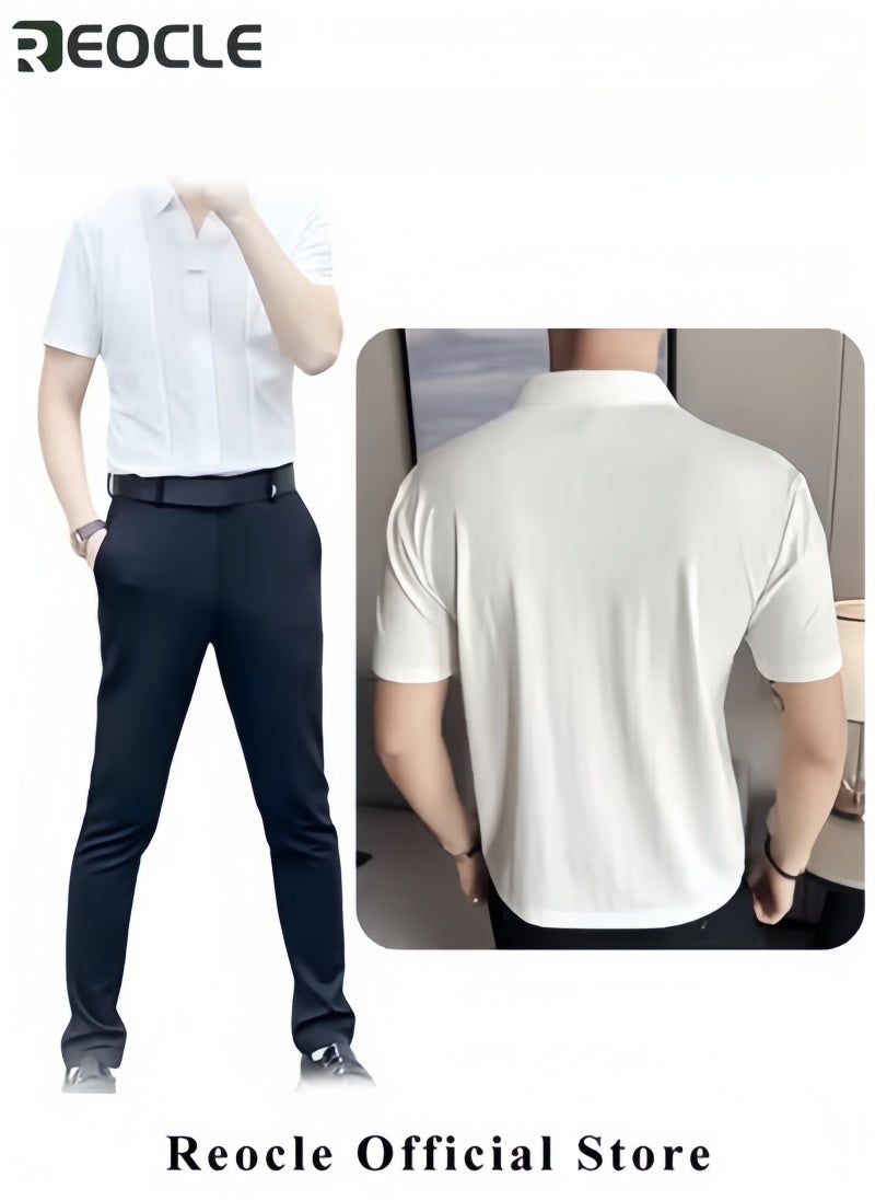 REOCLE - Men's Polo Shirts Quick Dry Short Sleeve Golf Shirt Casual Moisture Wicking Shirt Business Polo Shirt Athletic Performance Polo Shirt - Image 1