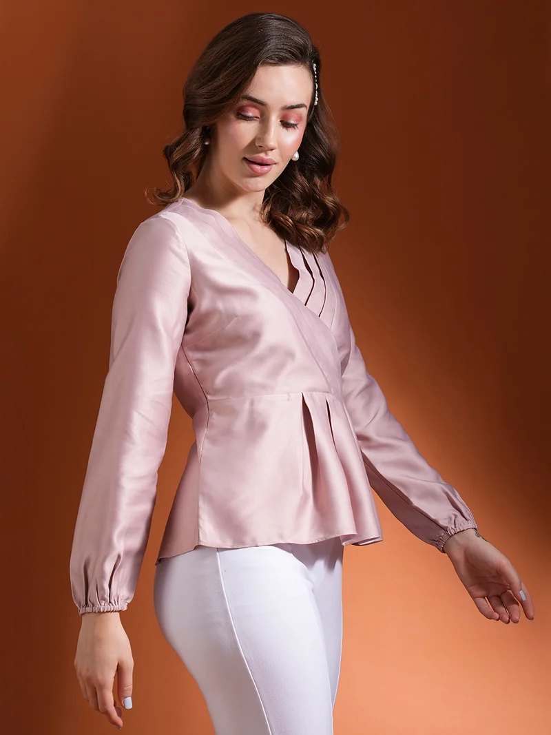 globus Women Satin Wrap Top