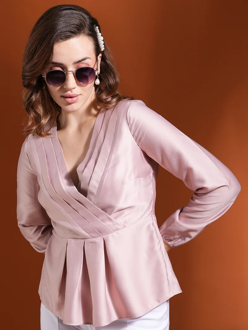 globus Women Satin Wrap Top