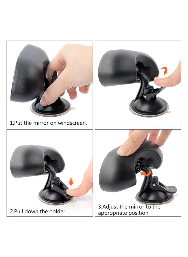 مرآة المقعد الخلفي للسيارة للأطفال، مرآة الرؤية الخلفية القابلة للتعديل بزاوية 360 درجة مع كوب شفط قوي لسلامة الطفل من أجل رؤية واضحة للطفل في مقعد السيارة المواجه للخلف - Image 3