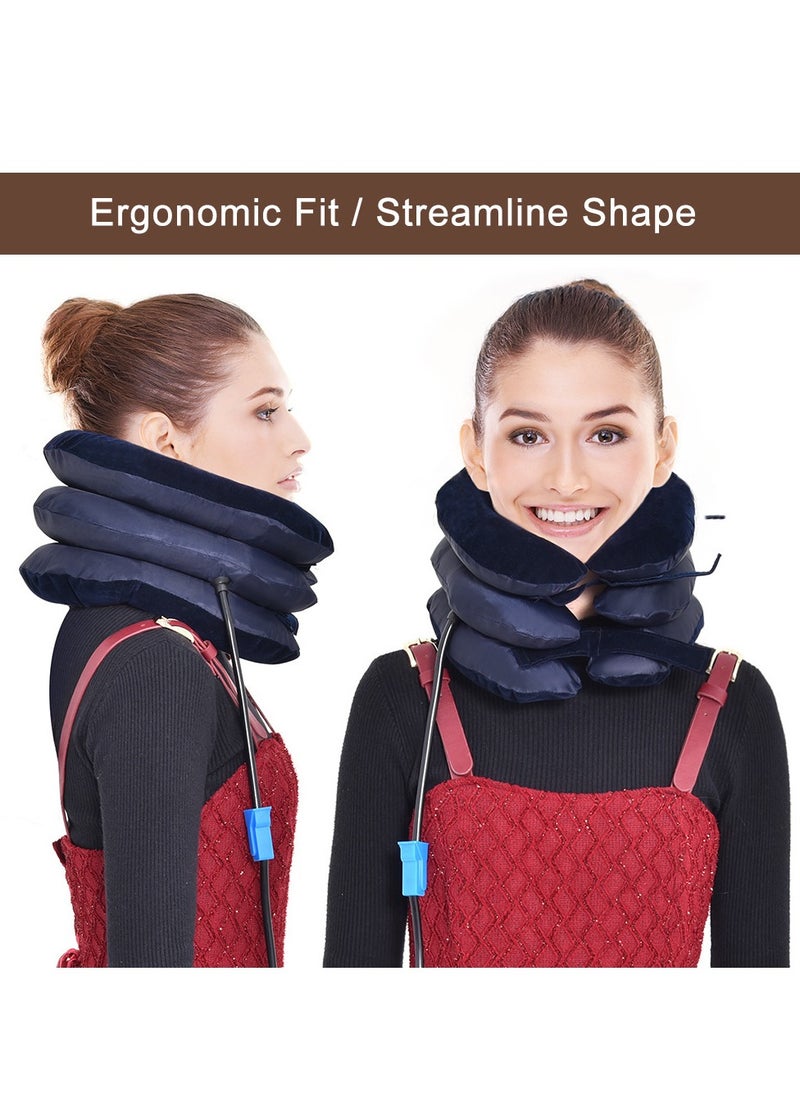 Generic - Inflatable Neck Stretcher Neck Brace, Inflatable neck stretcher neck bracket, neck traction pillow for neck decompression and neck tension relief (blue) - Image 1