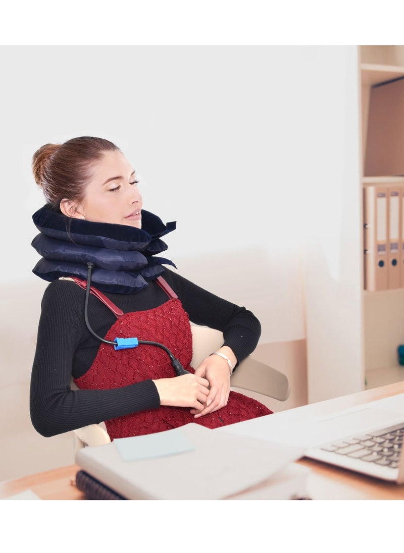 Generic - Inflatable Neck Stretcher Neck Brace, Inflatable neck stretcher neck bracket, neck traction pillow for neck decompression and neck tension relief (blue) - Image 1