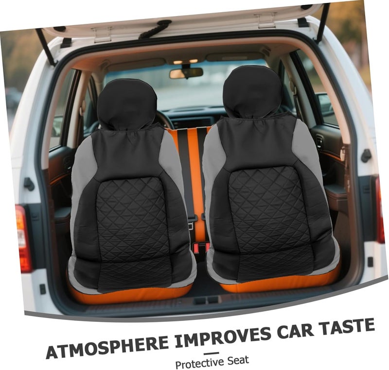 PRETYZOOM 9sets Car Seat Covers Full Set Stylish Gray Quilted Design Non-Slip and Fit for Cars Suvs and Trucks Comprehensive Protection Against Stains and Wear Easy to Clean Automotive - Image 2