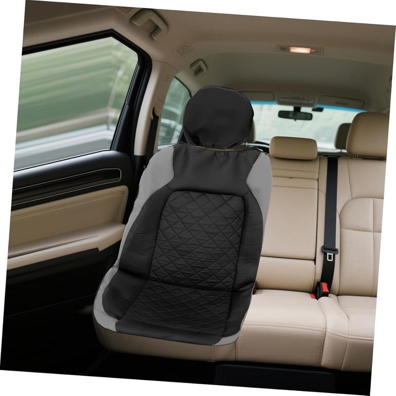 PRETYZOOM 9sets Car Seat Covers Full Set Stylish Gray Quilted Design Non-Slip and Fit for Cars Suvs and Trucks Comprehensive Protection Against Stains and Wear Easy to Clean Automotive - Image 4