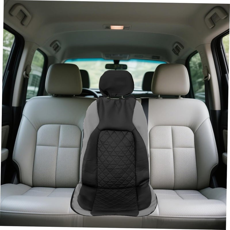 PRETYZOOM 9sets Car Seat Covers Full Set Stylish Gray Quilted Design Non-Slip and Fit for Cars Suvs and Trucks Comprehensive Protection Against Stains and Wear Easy to Clean Automotive - Image 5