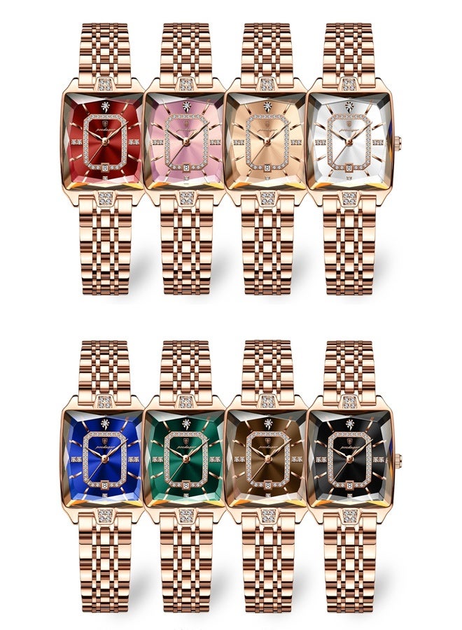 POEDAGAR Women's Luxury Watch Elegant Calendar Ladies Watch Rectangle Stainless Steel Quartz Women's Watch - Image 2