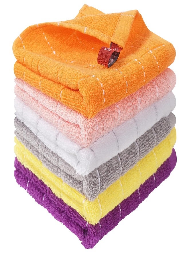 INFICRIME Washcloths 6 Pack 100% Cotton Washcloths for Face and Body, Soft Absorbent Face Towels 12x12 Inch, Thick Quick Dry Wash Cloths for Shower, Baby, Makeup Removal, Gym Use - Image 1