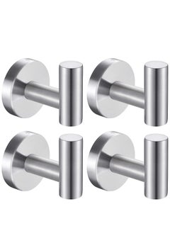 KASTWAVE Wall Towel Hooks Coat Hook Bathroom Robe 304 Stainless Steel Heavy Duty Door Hanger Towel Robe Clothes Cabinet Closet Sponges Hook Bathroom Bedroom Kitchen Hotel Pool 4 Packs (Silver)  - Image 1