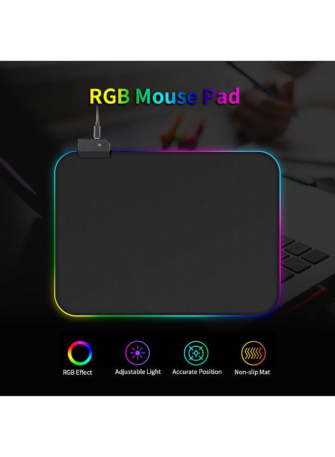 RGB Luminous Mousepad RGB Backlight Mouse Pad Adjustable Luminescence Modes Non-slip Mouse Pad 350*250*4mm
