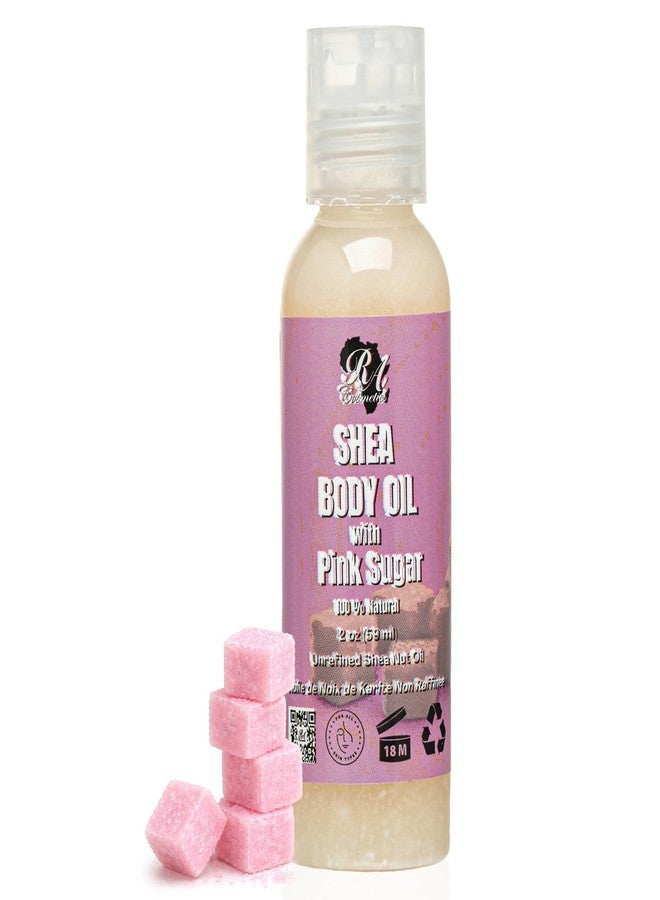 RA COSMETICS Shea Body Oil, Pink Sugar – Lightweight African Body Oil with Unrefined Shea Nut Oil from Ghana – Hydrating Moisturizer for Dry Skin – Softens & Smoothes Skin from Head to Toe – 2oz - Image 1