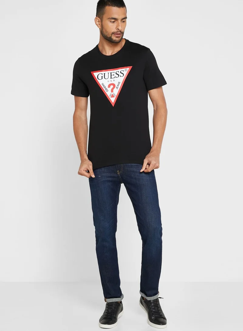 GUESS Logo Printed Crew Neck T-Shirt