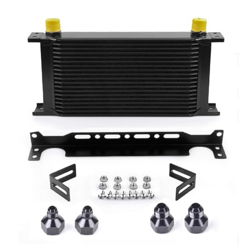 ZHSYMX AN1010AN Stacked Plate Oil Cooler Universal Engine Transmission British Radiator Oil Cooler Condenser Aluminium Alloy Black 19 Row - Image 1