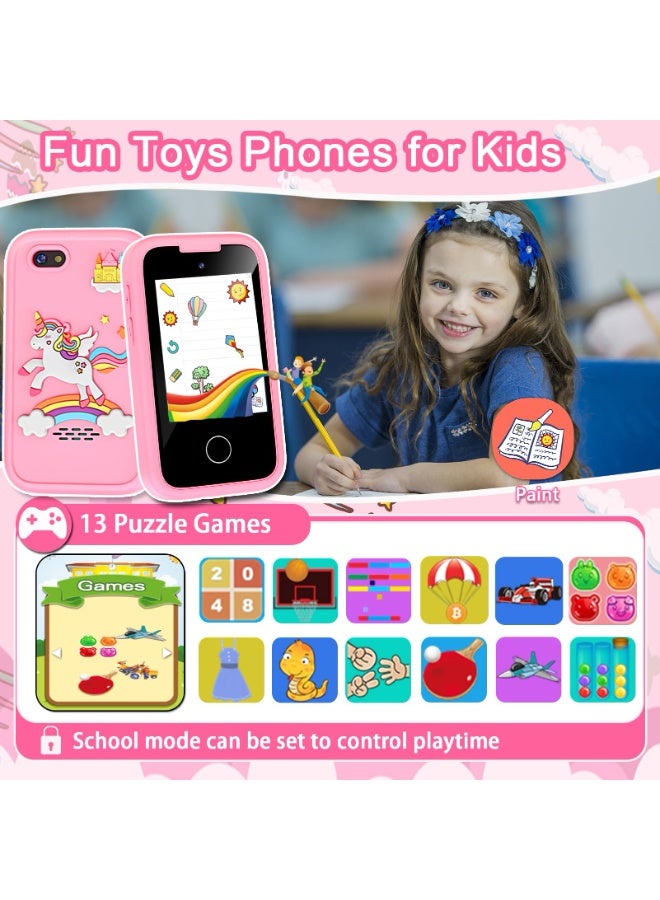 إيفرين ألعاب الهاتف الذكي للأطفال للبنات والأولاد من سن 3-7، كاميرا مزدوجة، ألعاب تعليمية، مشغل موسيقى MP3، يشمل بطاقة SD بسعة 8 جيجابايت، هدايا عيد الميلاد - Image 5