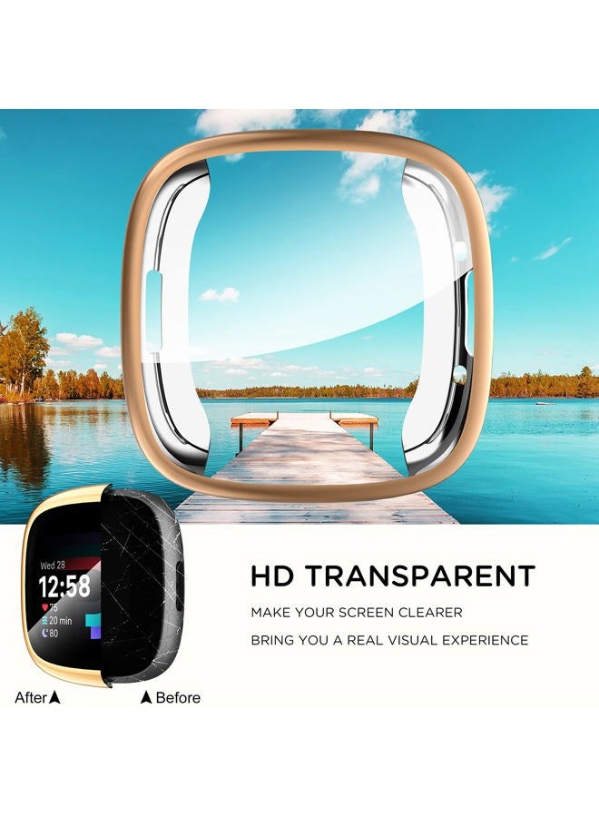 Suoman [4-Pack] for Fitbit Sense 2 /Versa 4 Screen Protector Case, Full Around Electroplate Soft TPU Bumper Around Protective Case Cover for Fitbit Sense 2/Versa 4 Smartwatch - Image 3