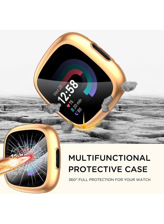 Suoman [4-Pack] for Fitbit Sense 2 /Versa 4 Screen Protector Case, Full Around Electroplate Soft TPU Bumper Around Protective Case Cover for Fitbit Sense 2/Versa 4 Smartwatch - Image 4