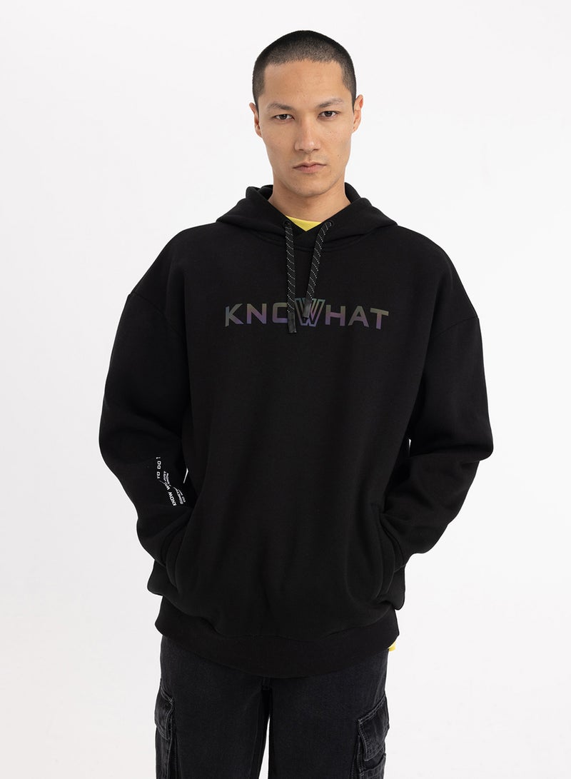 DeFacto Oversized Fit Hooded Printed Sweatshirt  - Image 1