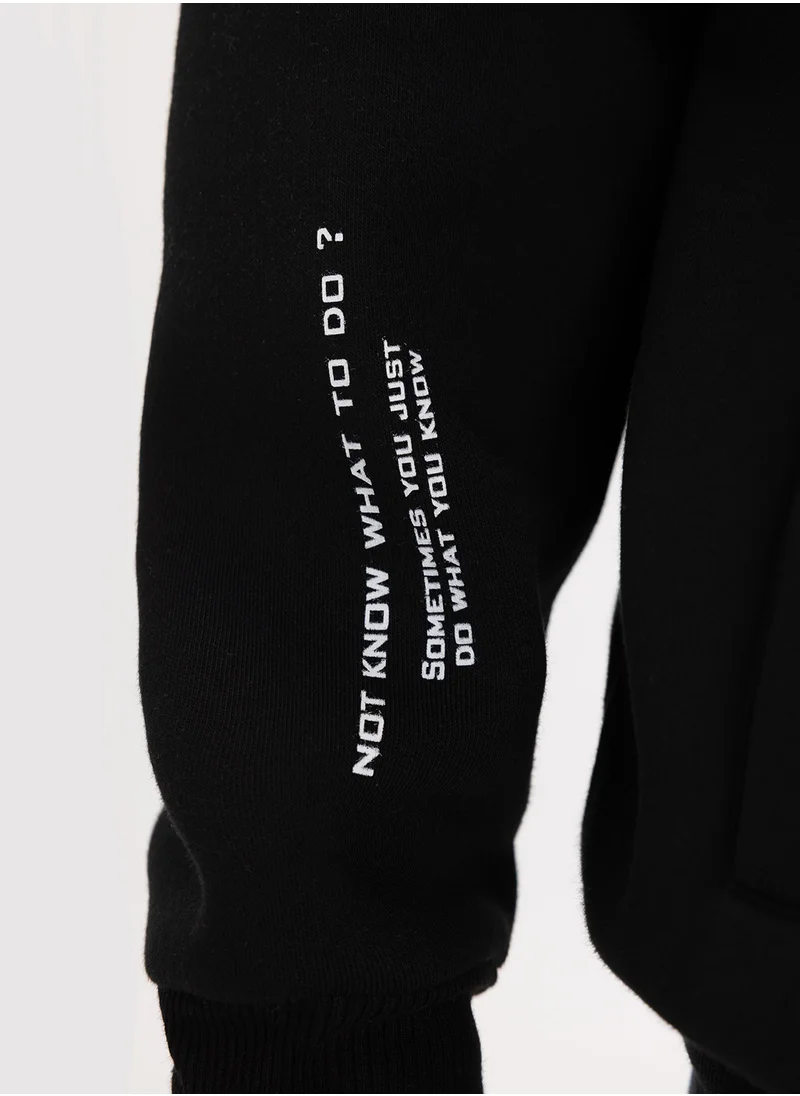 DeFacto Oversized Fit Hooded Printed Sweatshirt