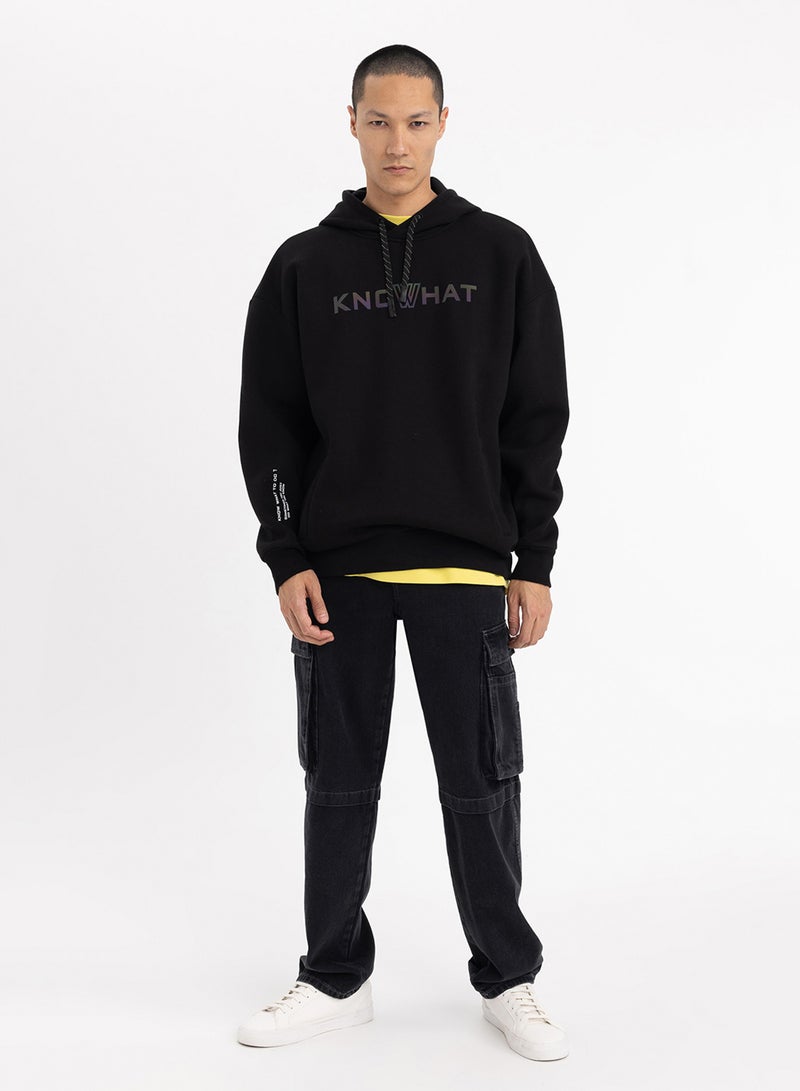 DeFacto Oversized Fit Hooded Printed Sweatshirt  - Image 4
