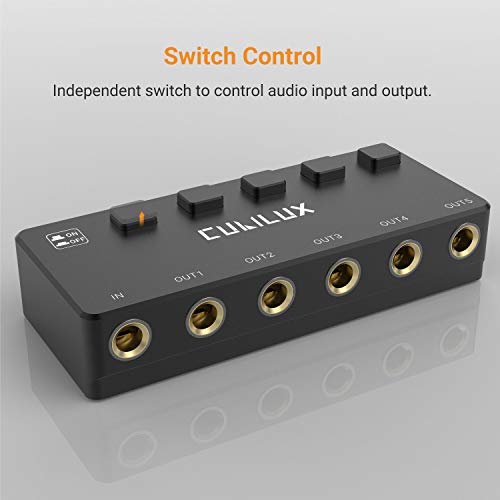 Cubilux 5-Way 6.35mm Stereo Audio Splitter with Switch, Passive Multi 1/4” AUX Distributor, Quarter Inch TRS Splitter Box/HUB for Instrument Cable, Headphones, Speaker, Guitar, Keyboard, Pedal - Image 4