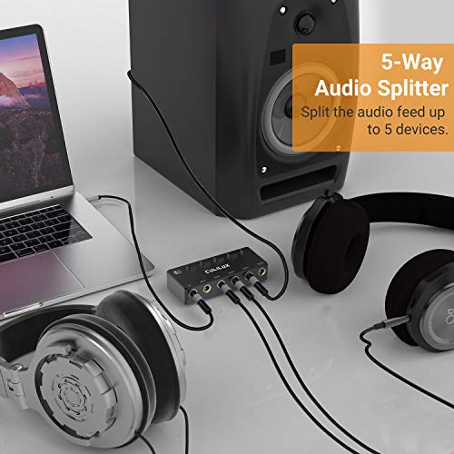 Cubilux 5-Way 6.35mm Stereo Audio Splitter with Switch, Passive Multi 1/4” AUX Distributor, Quarter Inch TRS Splitter Box/HUB for Instrument Cable, Headphones, Speaker, Guitar, Keyboard, Pedal - Image 3