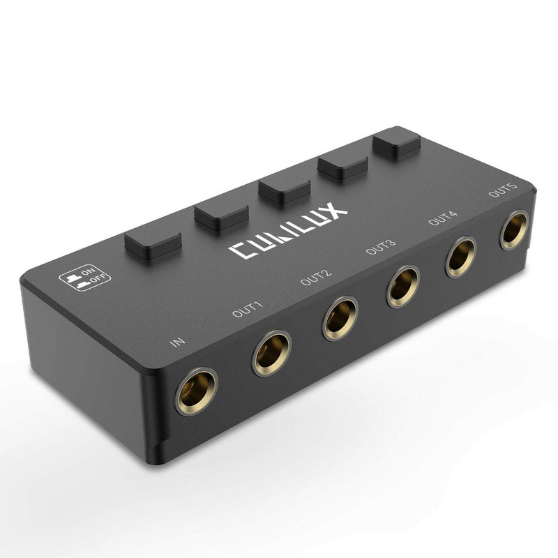Cubilux 5-Way 6.35mm Stereo Audio Splitter with Switch, Passive Multi 1/4” AUX Distributor, Quarter Inch TRS Splitter Box/HUB for Instrument Cable, Headphones, Speaker, Guitar, Keyboard, Pedal - Image 2