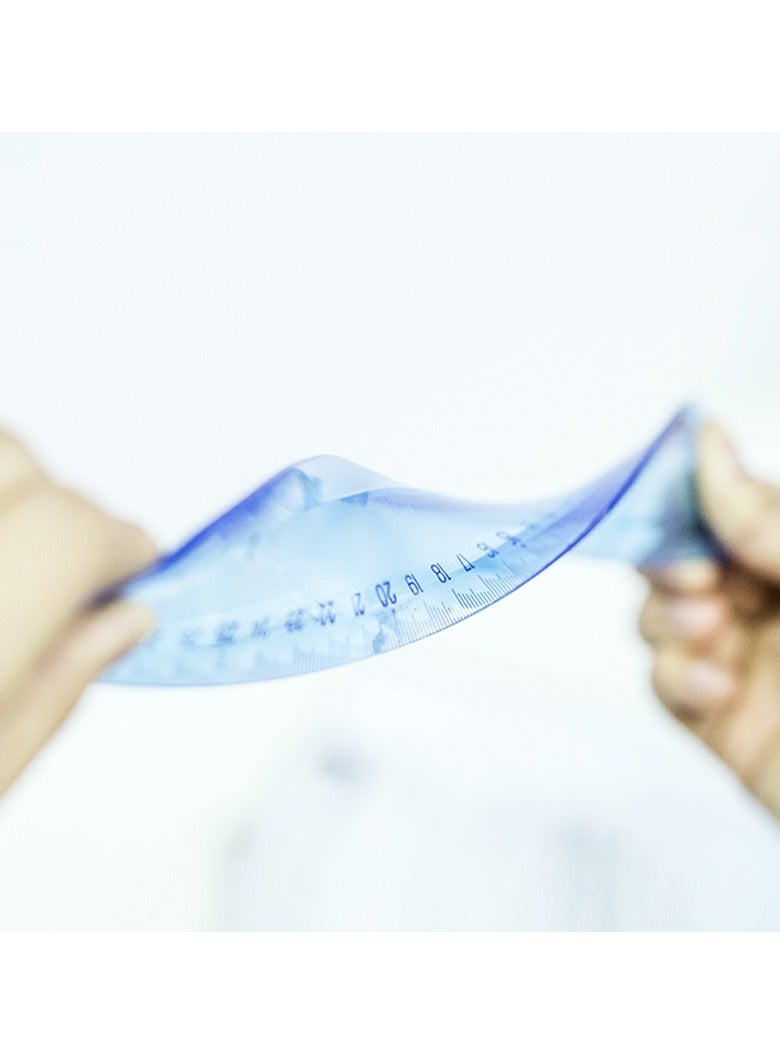 Deli مسطرة دلي 6209، 30 سم (12 بوصة) مرنة شفافة زرقاء/خضراء - مثالية للمدرسة والاستخدام اليومي - Image 5