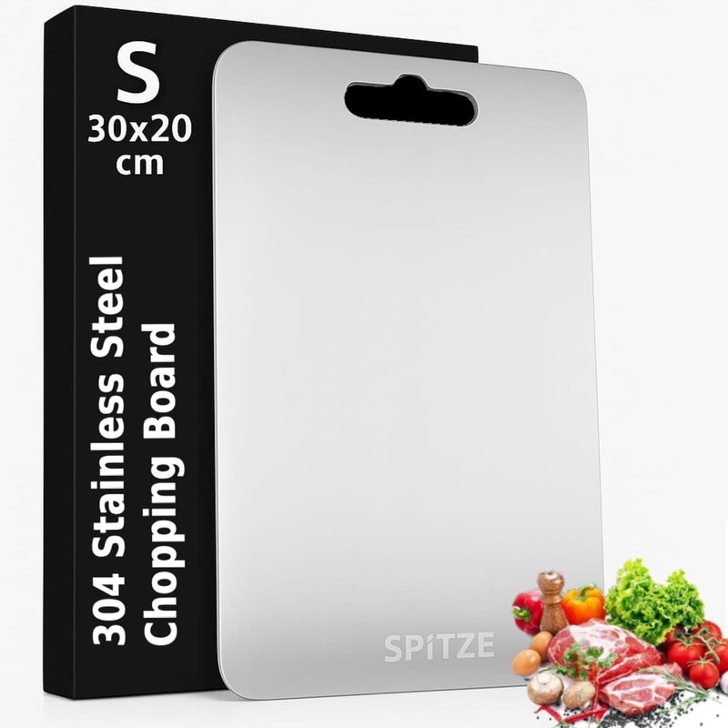 Chopping Board for Kitchen | 304 Stainless Steel Cutting Boards for Vegetables, Meat, Fruits and Dough Making | Heavy Duty Steel Chopping Board (Regular 30x20 cm)