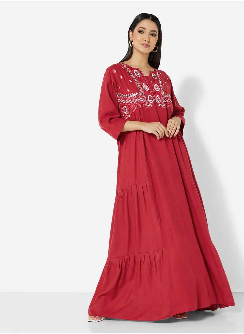 هانا آند سارا CLASSIC THREEFORTH SLEEVES WITH WESTERN CUT ARABIC JALABIYA
