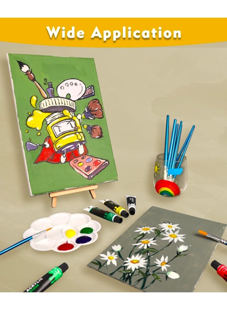 Colorful 65pcs Acrylic Painting Kit - Paint Supplies Set with 24 Colors, 30 Brushes, 5 Canvases, 1 Pad, 2 Palette, 2 Sponge & 1 Wood Easel - Art Acrylic Paint Set for Beginners, Kids, Adults - Image 5