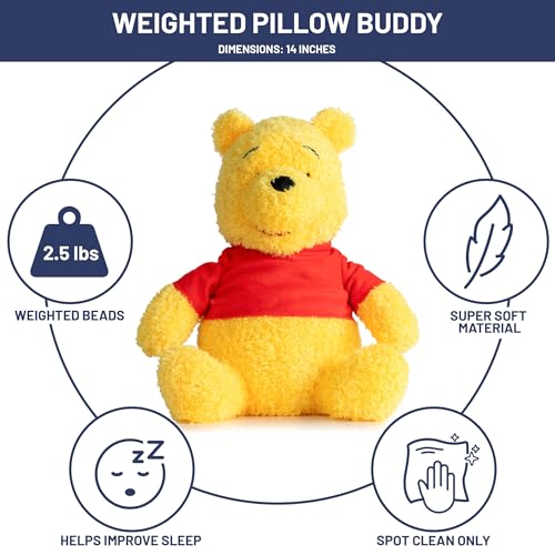 Jay Franco Weighted Disney Plush Pillow Buddy 25 lbs Soft Plushie Stuffed Pillow 14 Inches Yellow Winnie the Pooh - Image 5