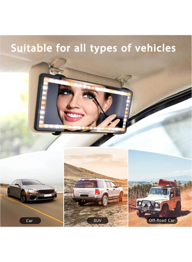Car Vanity Mirror, Rechargeable Car Sun Visor Mirror, Car Mirror with LED Light, 60 LED Lights and 3 Lighting Modes, Perfect Gift for Women - Image 2