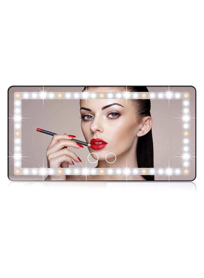 Car Vanity Mirror, Rechargeable Car Sun Visor Mirror, Car Mirror with LED Light, 60 LED Lights and 3 Lighting Modes, Perfect Gift for Women - Image 1