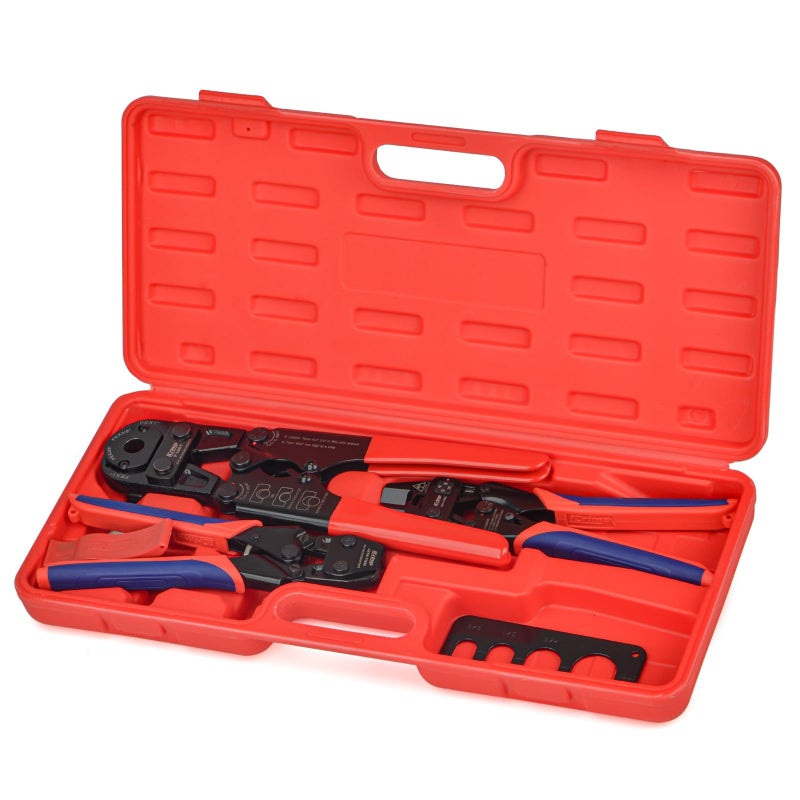 iCrimp PEX Crimping Tool Set for Copper Crimp Ring and PEX Cinch Clamp, Crimping and Removing PEX Crimp Fittings 1/2'', 3/4'', 1'', 7 Pieces - Image 1