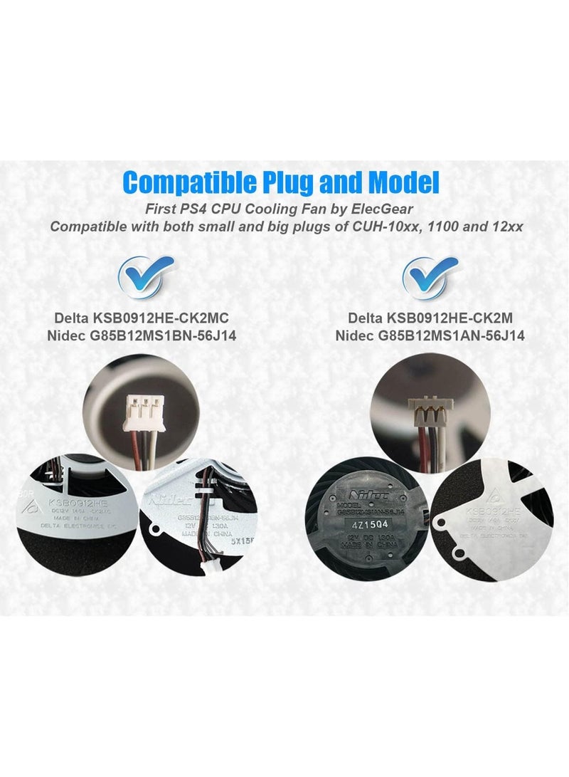 بي إس4 مروحة تبريد بديلة لبلايستيشن 4 إصدار CUH 10xx و11xx و12xx مع معجون حراري وأدوات تركيب أداء عالي - Image 4