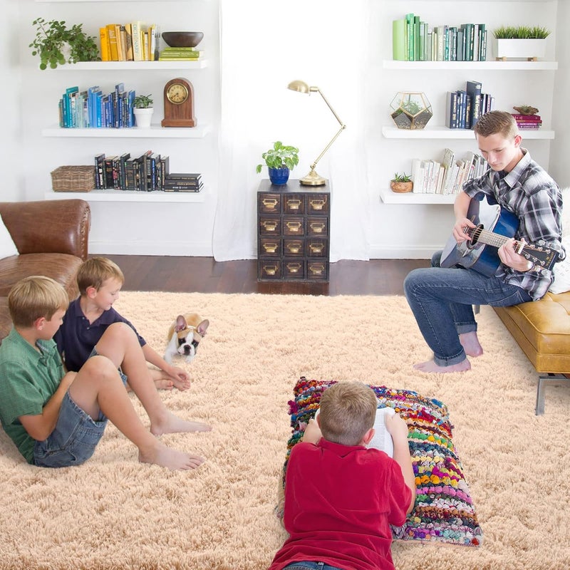 ISEAU Fluffy Rug Carpets Soft Shaggy Area Rug Indoor Floor Rugs for Kids Room Fuzzy Carpet Comfy Cute Nursery Rug Bedside Rug for Boys Girls Bedroom Living Room Home Decor, 4ft x 6ft,Camel - Image 5