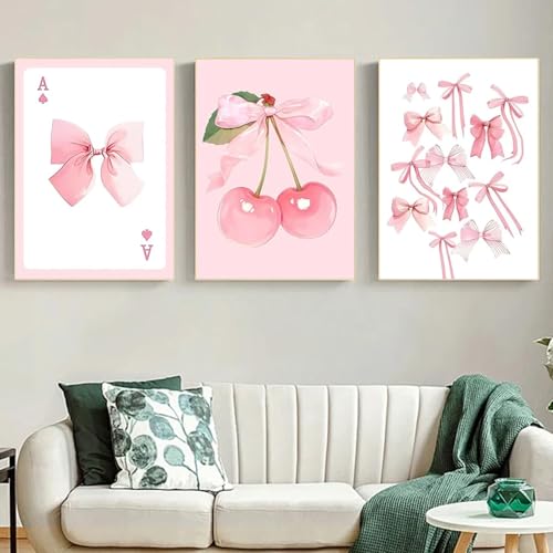 ARPADAMO 3 Pack Diamond Kits for Adults,5D Pink Bows Diamond Painting DIY Diamond Art Vintage Diamond Painting Art Kit for Adult,Round Full Drill Diamonds, Diamond Art Kit for Home Decor-12x16inch - Image 2
