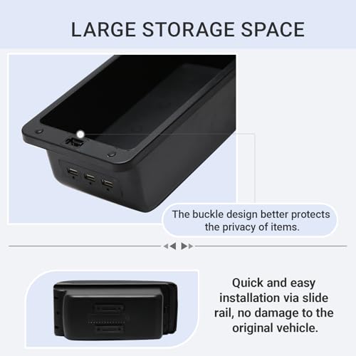 HRCHCG مسند ذراع وحدة التحكم لسيارة نيسان فيرسا 2020-2024، صندوق تخزين مركزي مع منفذ شحن USB - Image 5